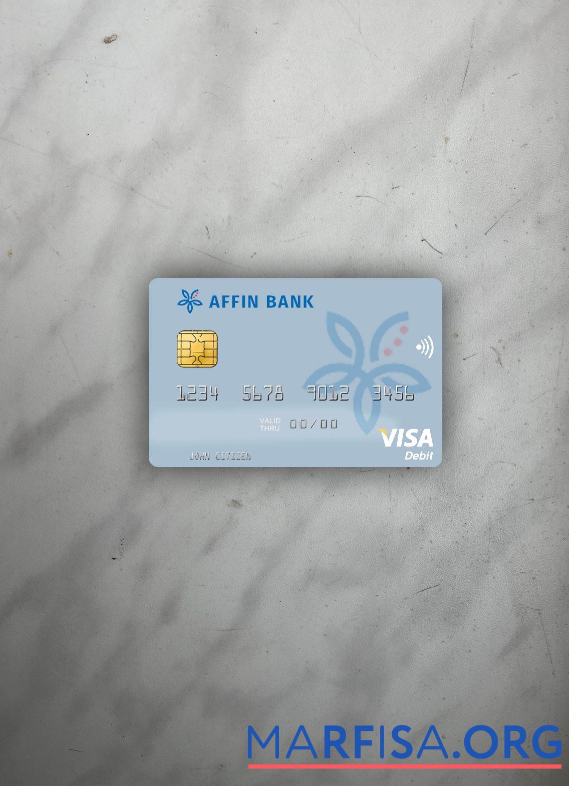 Printable Malaysia Affin Bank visa debit card photolook front template
